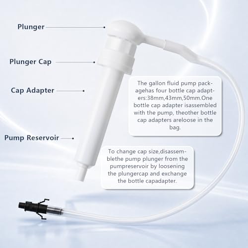 Fluid Transfer Pump for Gallon Quart Bottles - 4 Cap Adapters 38mm 40mm 43mm 50mm with Extension Tubes - Oil Transmission Gear Fluid ATF Hand Pump for Wide Mouth,and Fluid Pump - color: 30cc fluid pump 1 pack