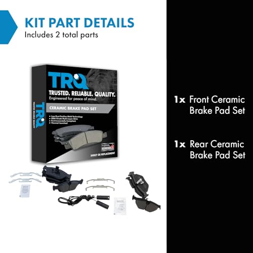 TRQ Front and Rear Ceramic Brake Pad Set - color: Ceramic, size: BFA12927