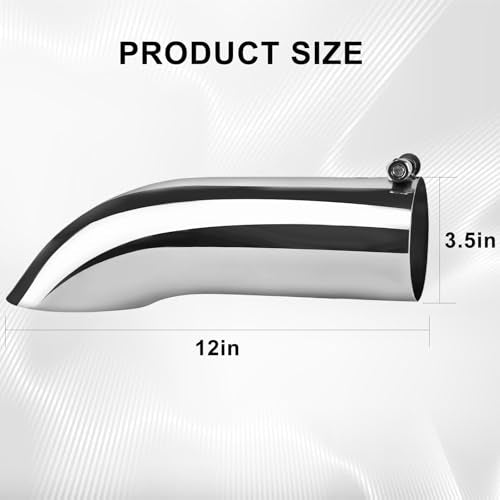 Mupera Universal 3.5 Inch Turn Down Exhaust Tip, 3.5" Outlet, 12" Long - size: 3.5" Inlet 3.5" Outlet 12" Length Silver