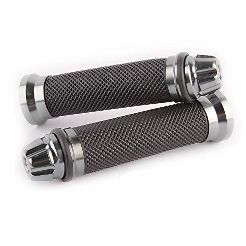 Motorcycle 7/8" CNC Hand Grips Aluminum Rubber Gel Handlebar for Sport Bike(Red) - color: Gray