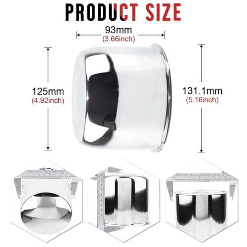 Rtrhinotuning Stainless Steel Push Through Center Caps 4.9" for Trailer Truck Rv Wheel Rims Chrome Trailer Hub Cap 3.66" Hight 4 PCS Wheel Center Caps - color: Chrome, size: 4.92" Center Hole, 3.66" Height