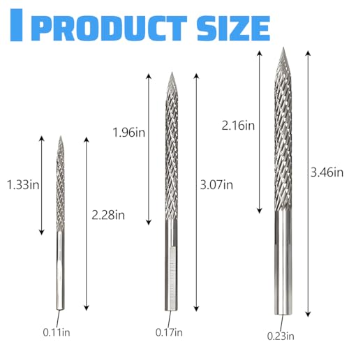Zpana 3PCS Car Tire Reamer Drill Bit, 3mm 4.5mm 6mm Carbon Steel Vehicle Tyre Repair Carbide Burr Drill Bit, Multi Size Flat Tire Patches Plug Wire Cutter, Universal for Sedan Truck SUV