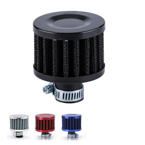 12mm Air Filter Cold Air Intake Filter Breather Turbo Vent Air Intake Filter Cleaner Black Universal for car and Motorcycle
