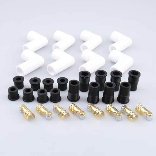 AC PERFORMANCE 90 Degree Ceramic Spark Plug Boot Kit White 8PCS - color: White, size: 90 Degree - 8PCS