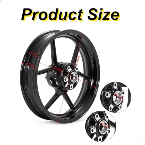 17"x3.5" Front Wheel Rim for Kawasaki ER-6N 09-16 Ninja 1000 11-23 - color: Black, size: ER-6N 2009-2016 Ninja 1000 11-23 ZX10R KLE 650