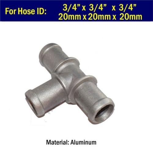 3/4 to 3/4 to 3/4inch Tee T Coolant Heater 3/4" in 20mm Aluminum Water Hose Fitting Connector Adapter,Car Coolant Heater Hose Adapter (1)