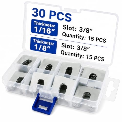 30Pcs Auto Body Alignment Shims Kit – 1/16 Inch and 1/8 Inch Thick Fender Shims with 3/8 Inch Slot – Universal Automotive Alignment Spacers for Car Truck SUV Body Panel Door Hood Gap Adjustment