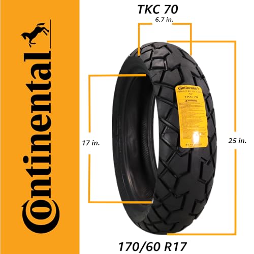 Continental TKC 70 170/60 R17 M/C (72V) TL Rear Motorcycle Tire - Adventure-Ready Tire for On-Road and Light Off-Road Use - Durable, Versatile, and High-Performance 170/60-17 - size: 170/60 R 17