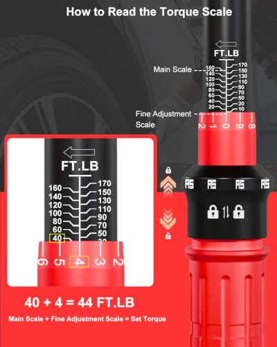 1/2" Drive Click Torque Wrench Set-10-170 Ft-lb, +/-3% Accuracy, 22-Piece