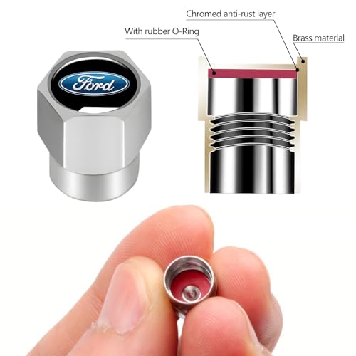 Tire Valve Stem Caps Cover for Ford Accessories 4-Pack Silver - color: Silver-02