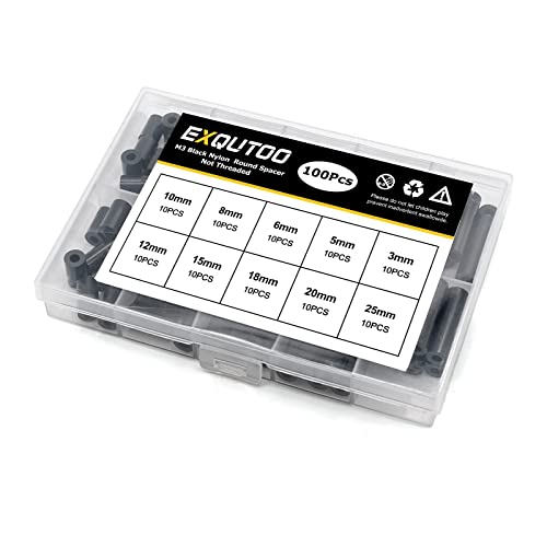 Exqutoo Black ABS Round Washers ID 3.2mm, OD 7mm - color: Black/3.2mm