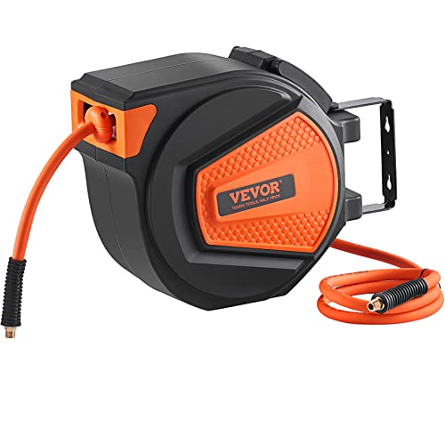 VEVOR Retractable Air Hose Reel 3/8IN x 50FT Hybrid Air Hose Max 300PSI - style: Enclosed Reel