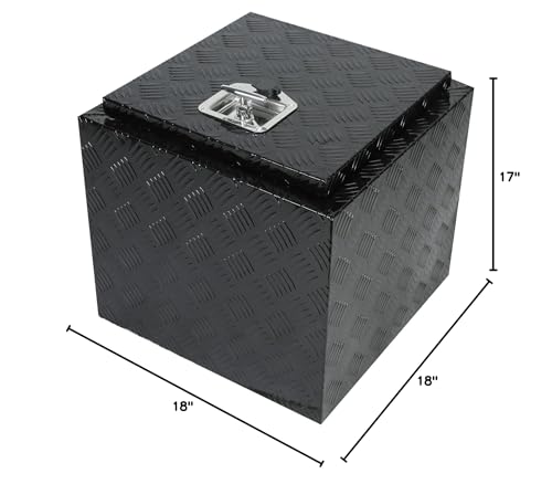 18" Underbody Truck Box,Aluminum 5 Bar Tread Pattern Truck Tool Box - color: black, size: 18" x 17" x 18"