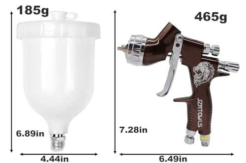 TE20 HVLP Air Spray Gun 1.3mm Nozzles, Car Paint Gun Sprayer,Forged Body, Anodised Finish,Paint Gun for Varnish and Top Coat, with Paint Sprayer Accessories (Brown) - style: Brown