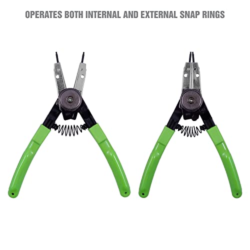 OEMTOOLS 25097 Professional Internal and External Snap Ring Pliers, Useful as Outside or Inside Snap Ring Pliers, Specialty Pliers Set with 7 Bits - style: Straight & 90 Pro Tip Set