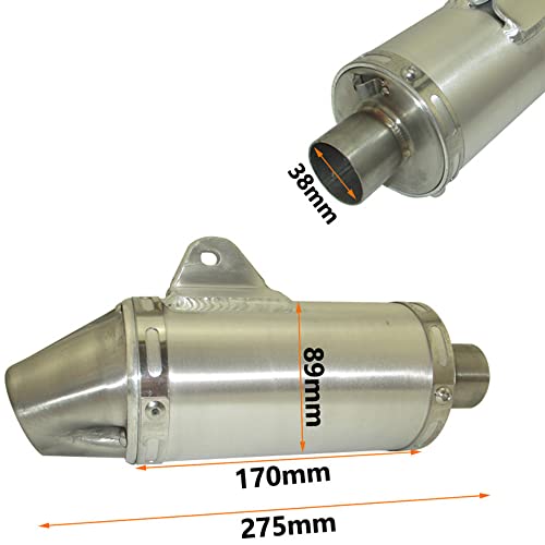 DJ-Motor 38mm Exhaust Muffler T4 Style Silver Stainless Steel For Pit Dirt Bike ATV Quad Motorcycle