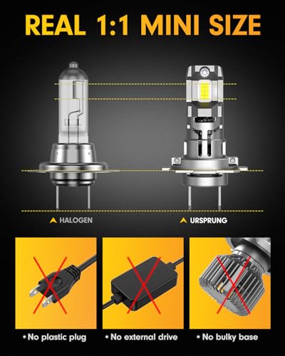FORENNER FORNNER 2026 NEW H7/H7LL Bulbs, 100000LM 1300% Brightness 6500K Cool White, CANBUS Ready No Adapter Needed, True 1:1 Mini Fit, 85000+ Longer Lifespan, Driving, Fog & Spot Light Assemblies - size: H7/H7LL