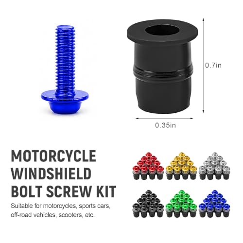 10PCS Motorcycle Windshield Bolt Kit, M5 Motorbike Fairing Bolts Nuts (Blue) - color: Blue
