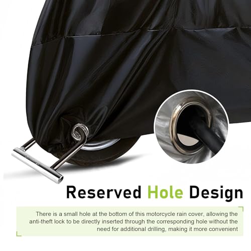 Motorcycle Cover, Waterproof & Sun Protection Outdoor Shield for All-season, Anti-scratch Windproof Protector with Anti-theft Lock Hole, for Motorcycle Scooter Dirt Bike (Black)