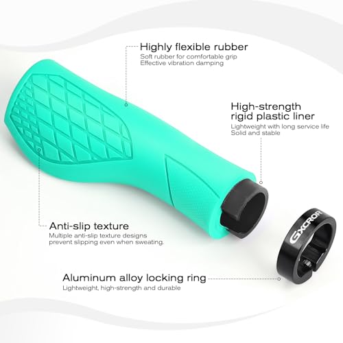 GXCROR Bike Grips,Ergonomic Bicycle Handlebars Grips Shock Absorbing Dual-Density Silicone,Universal 22.2mm Fit with 3D Non-Slip Pattern,Scooter Grips - color: Light Green