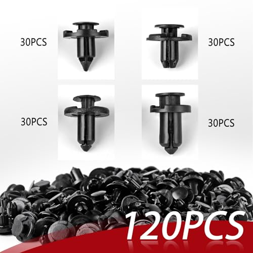 UNIGT Push Type Retainer Fender Liner Clips Compatible with Nissan/Infiniti Front Bumper Plastic Fasteners Replace 01553-05323, 01553-09321, 01553-09241, 11296-AG000 Radiator Rivets - 121pcs with Tool