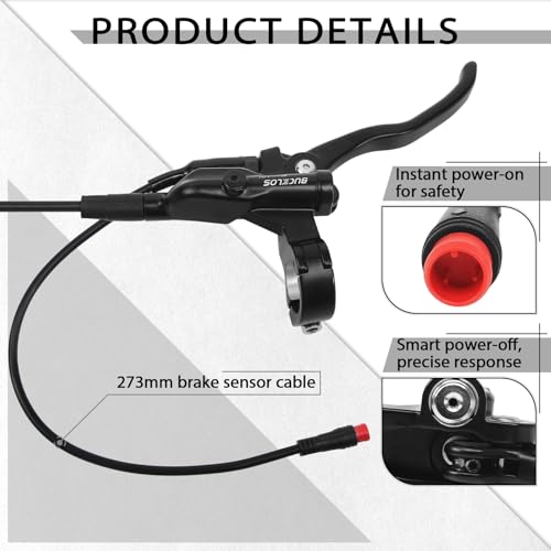 BUCKLOS 2 Piston Power-Off Ebike Hydraulic Disc Brake Set with 180mm Rotors