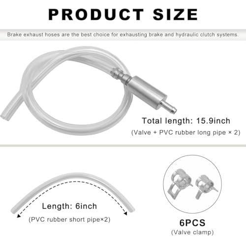 2 PCS Brake Bleeder Hose, One Way Check Valve Hydraulic System Bleeding Tool with Tube & Clamp, Universal Clutch Fluid Bleeder Hose Replacement for Most Motorcycles