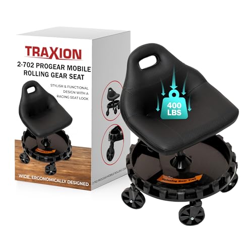 Traxion 400lb Capacity 2-702 Carbon Fiber Simulated Progear Mobile Rolling Gear Seat - color: Black