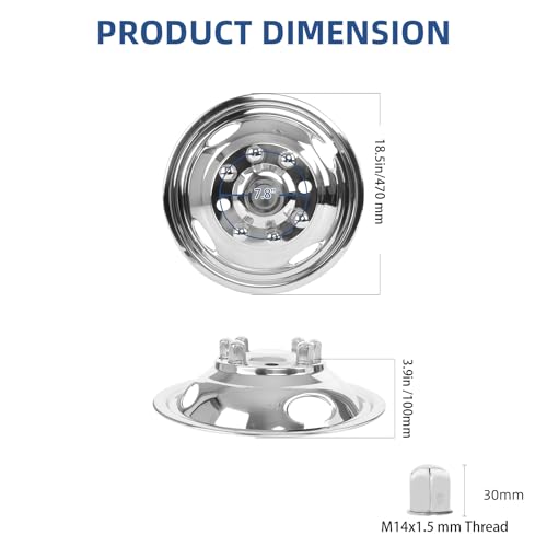 hightall 17 Wheel Simulators Front Wheel, 16" 8 Lug 4Vent Holes Stainless Steel Hubcaps,Polished Surface,2Pcs Front Wheel,Bolts On Wheel Cover Set Compatible with Ford Ford 2005-2026 F350 Truck - size: 17" Front Wheel For Ford 2005-2025 F350 Truck