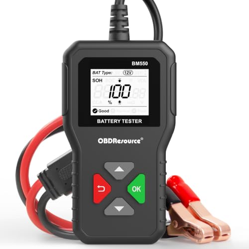 Car Battery Tester 6V 12V 24V Battery Voltage Tester, BM550 100-2000 CCA Internal Resistance Tester Automotive Alternator Digital Battery Analyzer for Car Truck Marine Motorcycle SUV Boat - color: Black