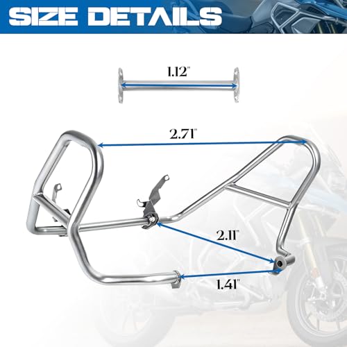 Motorcycle Upper Crash Bars Engine Guard for R1250GS 2018-2024 Stainless Steel Subcage Bumper Body Frame Falling Protector,Silver - color: Silver-Upper