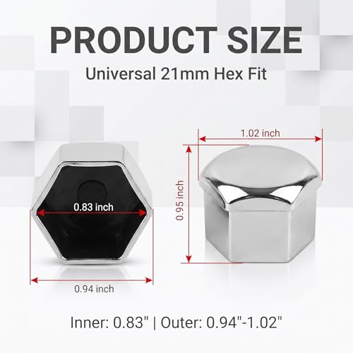 20 PCS Car Lug Nut Covers, 21 mm Hexagonal Lug Nut Cover with Removal Tool, Rust Prevention Wheel Bolt Decorative Caps, Universal for Most Cars, Trucks, SUVs (Silver) - color: Silver