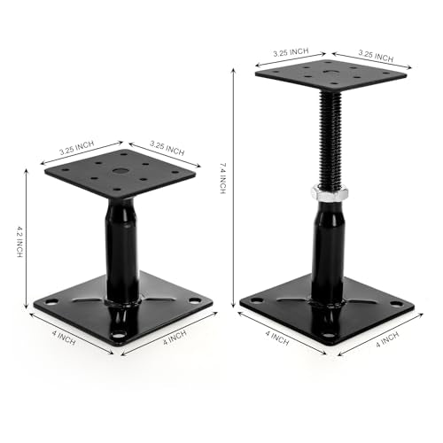 Yarlung 4 Pack Adjustable Support Jacks for Floor, Heavy Duty Screw Jacks House Jack Stand, Floor Joist Jacks Post 4" to 7" for Level and Lift Supports, Floor Straightener, Deck Foundation