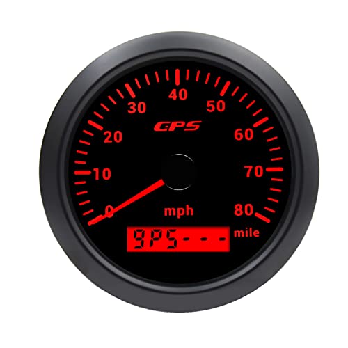 KAOLALI Digital GPS Speedometer Speed Gauge 85mm (3.34 inch) Boat MPH GPS Speedometer Odometer 0-80MPH for Truck Marine Car Motorcycle 9-32V 7 Colors Backlight - color: 80MPH-Black