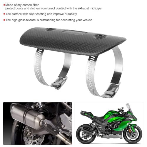 Exhaust Heat Shield, Universal Dry Carbon Fiber Exhaust MidPipe Heat Shield Guard Protector Kit Replacement Accessories for Motorcycle