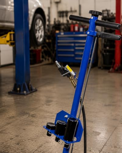 Stark USA 22 Ton Hydraulic Floor Jack Air-Operated Axle Bottle Jack with (4) Extension Saddle Set Built-in Wheels, Blue - size: 22 Tons