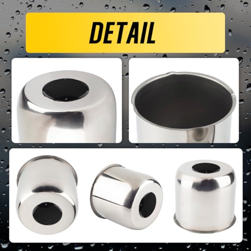 4Pcs 4.9" Stainless Trailer Wheel Center Caps, 4.47" H Chrome - color: Chrome+Gloss Black Top Cover, size: 4.9" Hub 4.47"H
