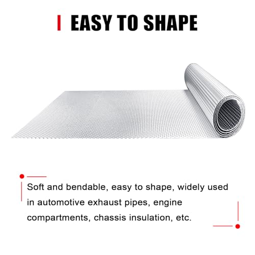 Peastorm Exhaust Heat Shield Automotive Embossed Aluminum Heat Shield Muffler Exhaust Wrap, 15" x 39"