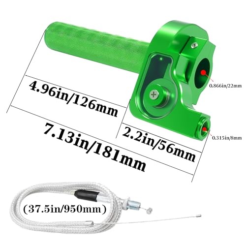Motorcycle Throttle Assembly,7/8" Quick Twist Throttle Grips with Throttle Cable Aluminum Alloy Universal for CRF KLX SSR TTR 110 125 150 250cc Dirt Pit Bike ATV Mini Bike - color: Green