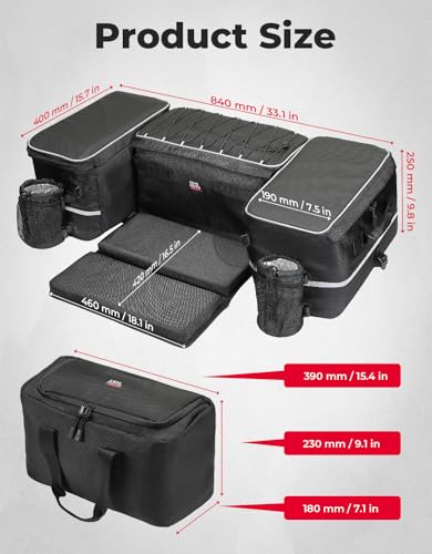 KEMIMOTO ATV Storage Bags, 71L ATV Rear Seat With Storage