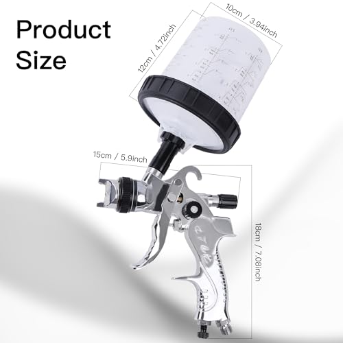 HVLP Spray Gun with Disposable Paint Cups Kit for Car Painting - color: black/silver