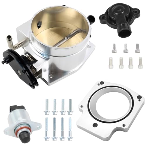 92MM Throttle Body with TPS IAC Sensor and Throttle Body Spacer Adapter Fits for Chevy GM Gen III LSX LS LS1 LS2 LS7 Engine Silver - size: 92MM Silver with TPS & Spcaers