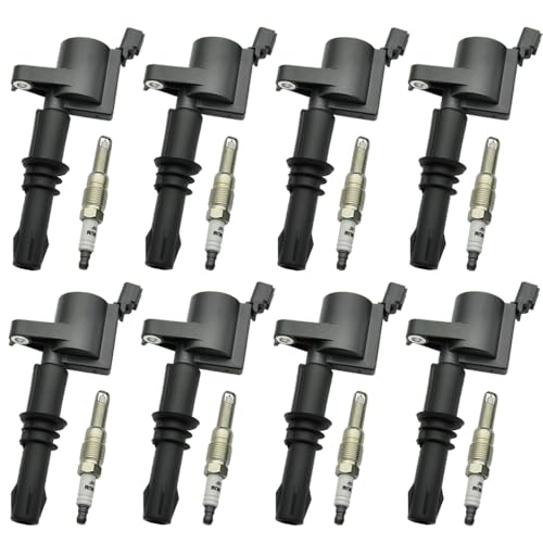 8PCS FD508 Ignition Coil Pack & Spark Plugs Compatible with Ford/Lincoln - size: FD508