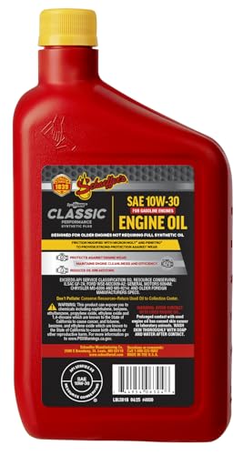 Schaeffer Manufacturing Co. 4030-012S SynShield Classic Performance Synthetic Plus Gasoline Engine Oil 10W-30, 1-quart bottle (Pack of 2) - size: 1 quart (32 fl oz) (Pack of 2)