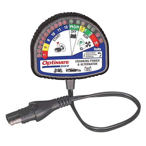 Tecmate Optimate Test – Cranking & Alternator, TS-121, 12V Tester for Battery State of Charge, cranking Performance and Vehicle Charging System