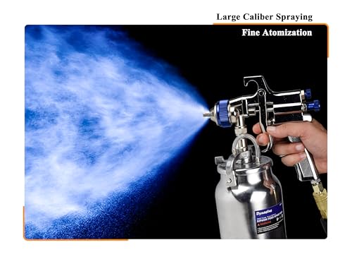 Dynastus 33 oz Siphon Feed Spray Gun - 2.5mm Nozzle for Spraying Oil-Based or Latex Paints, with Filtering and Cleaning Kits