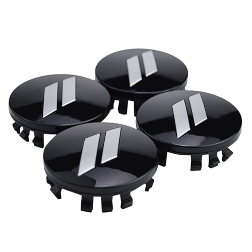 (Set of 4) 63mm=2.5 inches // Slash Wheel Center Cap Covers HubCap Emblem Badge Trim for Dodge Charger Challenger Durango Hornet Dart R/T SRT Magnum Nitro Journey Caliber Avenger - color: silver // on gloss black cap