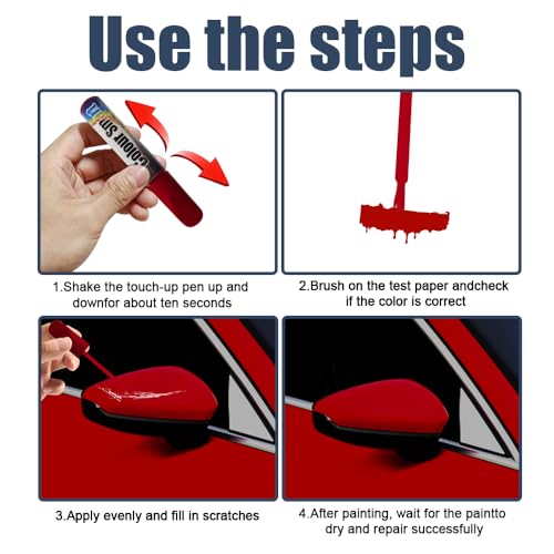 Touch Up Paint for Cars, Car Scratch Repair Pen, Quick & Easy Solution to Erase Car Scratch Paint Pen, Automotive Paint Scratch Remover for Cars Paint Scratch Repair (Red) - color: Red