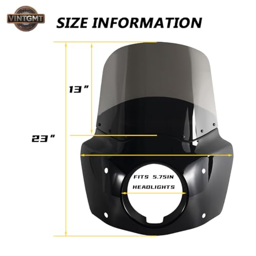 Motorcycle Fairing 5.75" Headlight Fairing with 13" Motorcycle Windshield 39mm Mounting Hardware(Narrow-Glide) for Harley Sportster 1100 1200 Iron 883(Smoke) - size: 13" Windshield