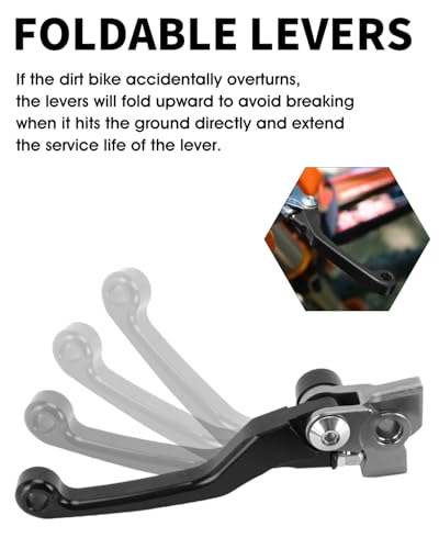 JFG RACING Dirt Bike Foldable Clutch Brake Levers for XC EXC FE TC EXCF - color: Black
